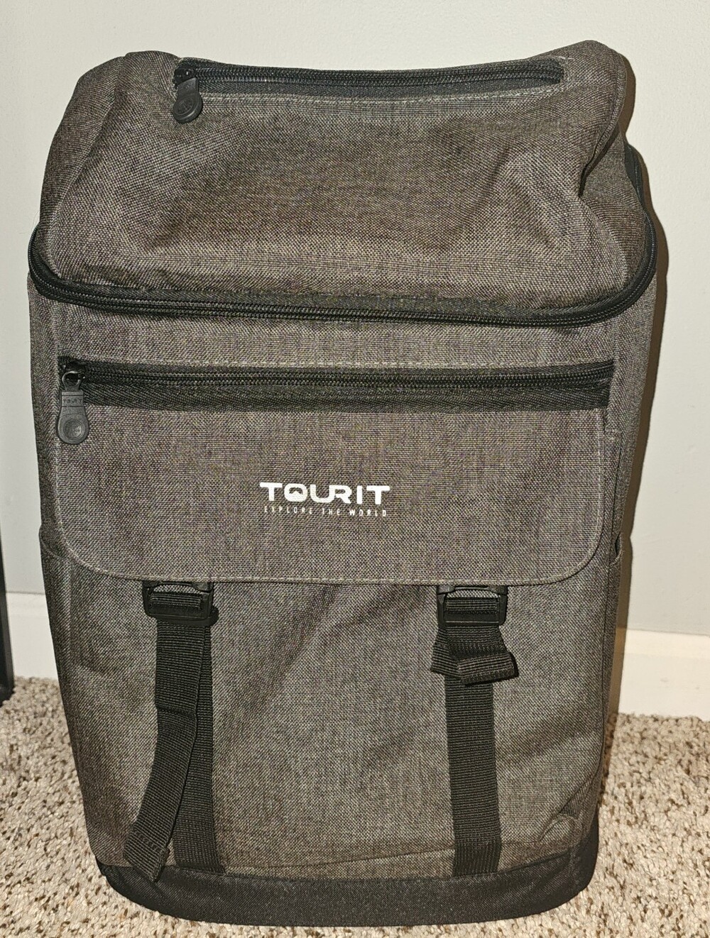 Tourit Insulated Gray Cooler Backpack Lightweight Leak-Proof Bottle Opener
